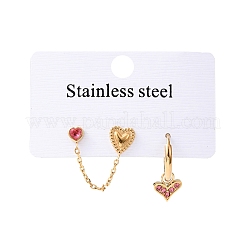 Комплекты из серег-гвоздиков и колец из нержавеющей стали 304 EJEW-K268-93G-01-4