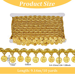Bordure en dentelle métallique tressée en polyester avec pompon rond plat en métal&nbsp;OCOR-WH0082-537B