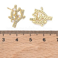 Boucles d'oreilles en laiton avec micro pavé de zircons cubiques pour femmes&nbsp;EJEW-A167-15G