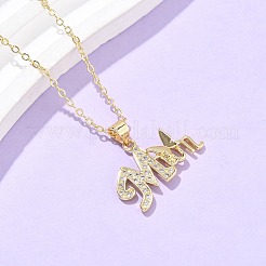 День матери латунные микропаве прозрачные кубические цирконии подвески ожерелья для женщин&nbsp;LS-NJEW-Q021-01A-G