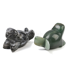 Figurine di leoni marini intagliati in pietre preziose naturali miste&nbsp;DJEW-M015-08