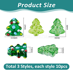 30 шт. 3 вида окрашенных и нагретых стеклянных бусин&nbsp;GLAA-HS0001-21