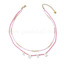 Двухслойные ожерелья и многорядные браслеты из стеклянных бусин SJEW-MZ00006