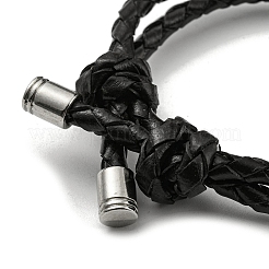 Cordons de cuir réglables tressés bracelets multi-brins double couche&nbsp;BJEW-F468-01