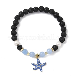 Браслеты с подвесками в виде морских звезд из латуни и эмали&nbsp;BJEW-JB12330