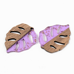 Pendentifs en résine transparente et bois de noyer&nbsp;RESI-S389-003A-B01