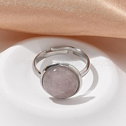 Полукруглые кольца из натурального розового кварца RJEW-M062-01P-17