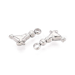 304ステンレススチールチャーム  変色防止  海犬の魅力  ステンレス鋼色  12x7x3mm  穴：1.8mm&nbsp;STAS-T067-89P
