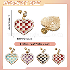 4 пара двухцветных эмалевых сережек-гвоздиков&nbsp;EJEW-HY0001-22