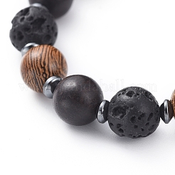 Bracelets extensibles en pierre de lave naturelle&nbsp;BJEW-JB04813-02