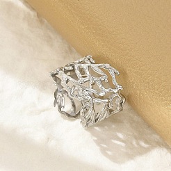 Кольца-манжеты из нержавеющей стали 304 полые широкие для женщин&nbsp;RJEW-G338-24P