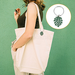 4 комплект брелок-подвеска из сплава в виде листьев монстеры KEYC-FH0001-40