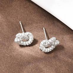 Серьги-гвоздики из латуни с микропаве из кубических цирконий&nbsp;EJEW-C174-01P-06