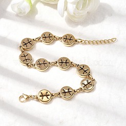 12 браслет-цепочка Constellations из нержавеющей стали 304 для женщин BJEW-I239-01G-04