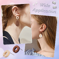 20 шт. 2 стиля фурнитуры для сережек-гвоздиков из натурального ясеня в форме пончика&nbsp;EJEW-TA0001-35