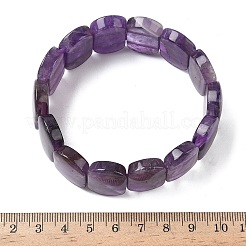 天然アメジストビーズストレッチブレスレット女性男性用  オーバル  1インチ（2.4cm）  内径：2-1/2インチ（6.45cm）&nbsp;BJEW-I323-02D