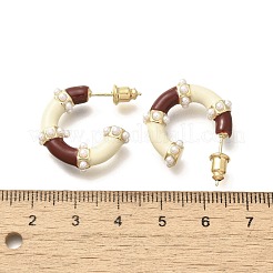 Латунные серьги-гвоздики в форме буквы С&nbsp;LS-EJEW-A121-09G