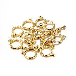 チベット風合金マンテル  カドミウムフリー＆鉛フリー  ゴールドカラー  リング：13x16mm  バー：6x18mm  穴：2mm&nbsp;K093H011