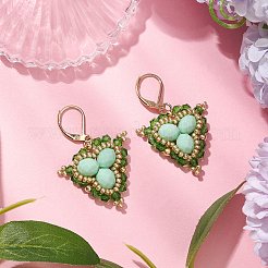 Стекло бисер болтающиеся серьги EJEW-MZ00331