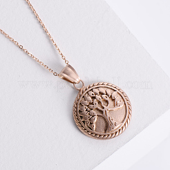Ожерелья из нержавеющей стали с круглым кулоном в виде дерева жизни&nbsp;BH2747