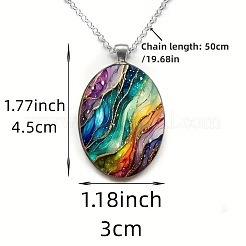 Овальные подвески из цинкового сплава и стекла&nbsp;FS-WG171E2-01