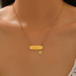 Весна-лето белые ромашки длинные овальные эмалевые подвески из нержавеющей стали для женщин QJ9119-2