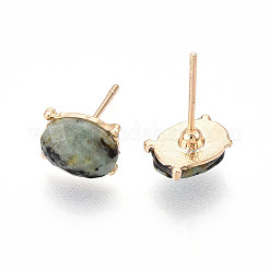 Ohrstecker aus natürlichem afrikanischen Türkis (Jaspis)&nbsp;EJEW-N057-01D