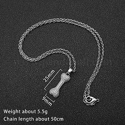女性用ボーン304ステンレススチールラインストーンペンダントネックレス  ステンレス鋼色  19.69インチ（50cm）&nbsp;RR3458-3