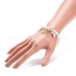 Pulsera elástica con cuentas de jade amarillo natural y cuarzo craquelado sintético&nbsp;BJEW-JB08527-03