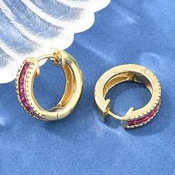 Pendientes de aro de circonio cúbico de micro pave de latón&nbsp;KK-CBA8324-06G-02