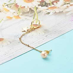Chaînes de clous d'oreilles sur chenilles en laiton perlé naturel&nbsp;EJEW-JE04566-03