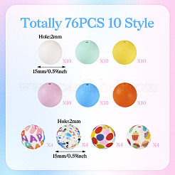 76шт круглые силиконовые фокусные бусины&nbsp;SIL-TA0001-94