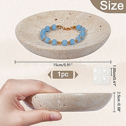 Плоский мраморный настольный поднос круглой формы для хранения&nbsp;AJEW-WH0348-408