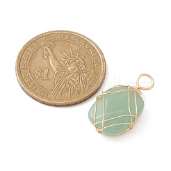 Подвески из медной проволоки с натуральным зеленым авантюрином PALLOY-JF02131-01