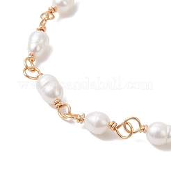 Браслеты с звеньями из натурального культивированного пресноводного жемчуга для женщин BJEW-JB12499