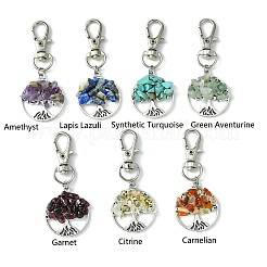 Плоские круглые подвески из сплава в тибетском стиле с древом жизни HJEW-JM01743-02