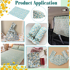 1mの綿生地  服装アクセサリー  デイジーの花の模様  淡いターコイズ  1600x0.2mm&nbsp;DIY-FG0009-81B