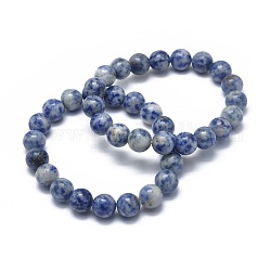 Bracciali elasticizzati con perle di diaspro a punto blu naturale, tondo, 2 pollice ~ 2-3/8 pollici (5~6 cm), perline:5.8~6.8mm