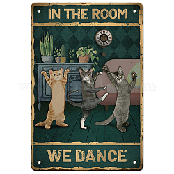 GLOBLELAND Dancing Cats Vintage Metal Tin Sign Plaque Poster Retro Room Metal Wall Decorative Tin Signs 8×12inch for Home Kitchen Bar Coffee Shop Club Decoration