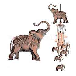 Elefante in metallo e campana a vento a tubo, decorazioni artistiche da appendere per feste in giardino, rame rosso, 900mm