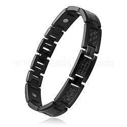 Braccialetti con cinturino per orologio a catena pantera in acciaio inossidabile shegrace, con fibra di carbonio, canna di fucile, nero, 9 pollice (23 cm)