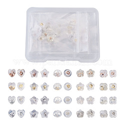 Poussoirs d'oreilles en silicone, avec 925 accessoires en argent pur, cœur, clair, couleur mixte, 20 paires / boîte