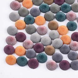 Perles acryliques flocky, la moitié foré, demi-rond / dôme, couleur mixte, 16x8mm, demi-trou: 1 mm