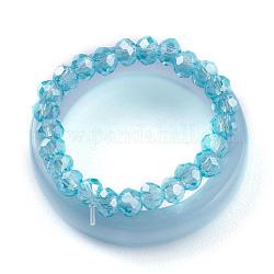 Ensembles de bagues empilables, avec anneaux en acrylique uni et anneaux en perles rondelles en acrylique transparent extensible, bleu ciel, nous taille 6 3/4, diamètre intérieur: 17 mm, 2 pièces / kit