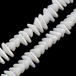 Chapelets de perles en verre électroplaqué, jade d'imitation, triangle, fumée blanche, 9x15.5~16mm, Trou: 1mm, Environ 120 pcs/chapelet, 24.57~25.67'' (62.4~65.2 cm)