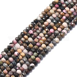 Natur Rhodonit Perlen Stränge, facettiert, Rondell, 6x4 mm, Bohrung: 1 mm, ca. 85~90 Stk. / Strang, 15.55 Zoll (39.5 cm)