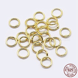 925 anillos redondos de plata esterlina, anillos de salto soldados, anillos de salto cerradas, dorado, 19 calibre, 7x0.9mm, diámetro interior: 5 mm