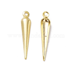 Rack Plating Brass Pendant, Cadmium Free & Lead Free, Cone Charm, Real 24K Gold Plated, 15x3x1mm, Hole: 1mm