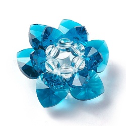 Glas gewebt Perlen, Cluster-Perlen, Lotus, Verdeck blau, 35x19 mm, Bohrung: 8 mm