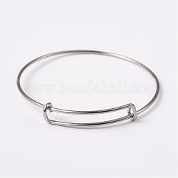 Bracelet extensible réglable en 304 acier inoxydable fabrication de bracelet, couleur inoxydable, 62mm
